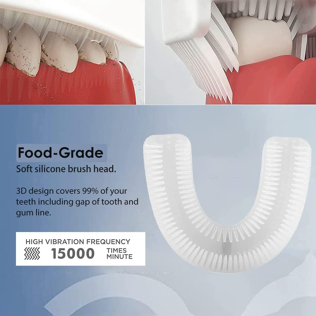 Ultrasonic Toothbrush, Automatic Toothbrush for Adult, 360° Sonic Toothbrush Waterproof, Rechargeable Electric Ultrasonic Toothbrush, Teeth Whitening Brush for Home and Travel Use